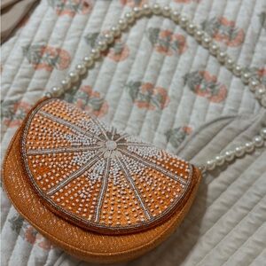 Elegant Orange Beaded Women's Bag
